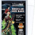 Ultra PRO Regular Size 7-1/8 x 10-1/2" Comic Bags (100 Count Pack), Small, Clear